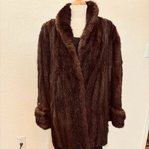 Vintage 60s mink coat Womens XL Real fur Pockets fully lined 1960s classic coat